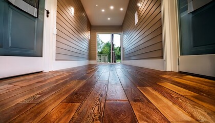 low angle shot of a home with luxury vinyl plank flooring