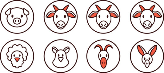 Farm animals pig goat cow chicken rabbit vector