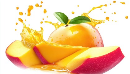 Healthy Summer Fruit Splash Concept on white background

