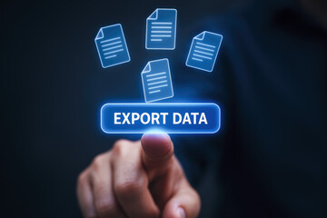 A initiates data transfer by selecting the export option symbolizing efficient information exchange and digital workflow