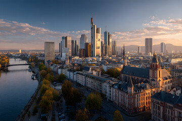 Obraz premium panorama of Frankfurt am Main with skyscrapers