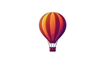 Obraz premium Illustrated hot air balloon with orange and purple stripes against a white background in a graphic style