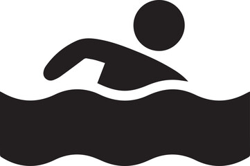 Silhouette vector icon of a man in a swimming pool, sport body symbol