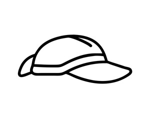 Simple black outline of a baseball cap silhouette