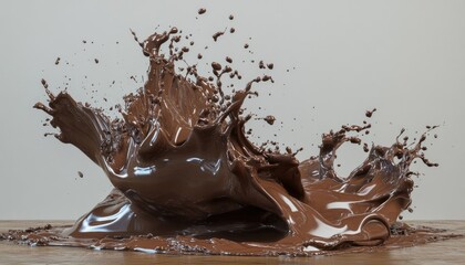 Dynamic Chocolate Splash on Surface

