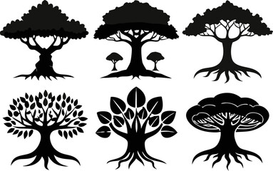 Sacred Tree Silhouettes Vector Set – Bodhi & Banyan