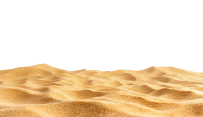 Expansive Golden Sand Dunes Stretching Under Clear Blue Sky in a Desert Landscape Captured in High Detail, Perfect for Travel and Nature Themes