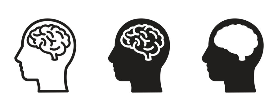 Head with brain symbol vector icon , vector illustration .