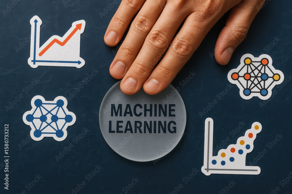 Poster a strategic engages with emerging technology concepts representing data analysis and algorithmic pro