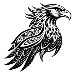 Obraz premium Dynamic, patterned black line art eagle