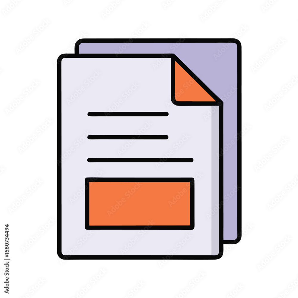 Poster document pages with text and colored blocks paper lines