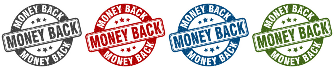 money back stamp. money back round stamp set isolated on white background