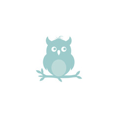 Cute Minimal Owl Sitting on a Branch – Flat Vector Illustration

