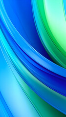 Abstract waves of blue and green colors create a smooth, flowing design.