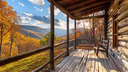 Scenic autumn landscape with wide forest views and golden trees in mountains.