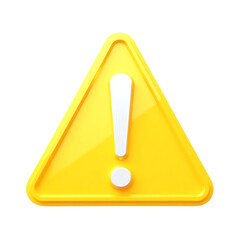 Yellow warning triangle with a white exclamation mark isolated on transparent background