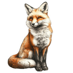 Obraz premium Beautiful fox on rock isolated on transparent background.