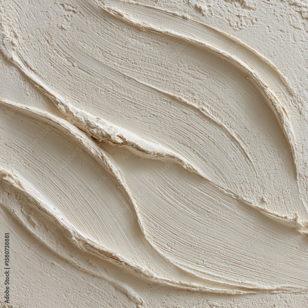 Poster close-up of a textured surface with smooth, flowing ridges and grooves in a neutral beige color.