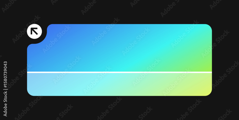 Poster bright gradient interface window with top left icon. neon ui panel with rounded corners and divider 
