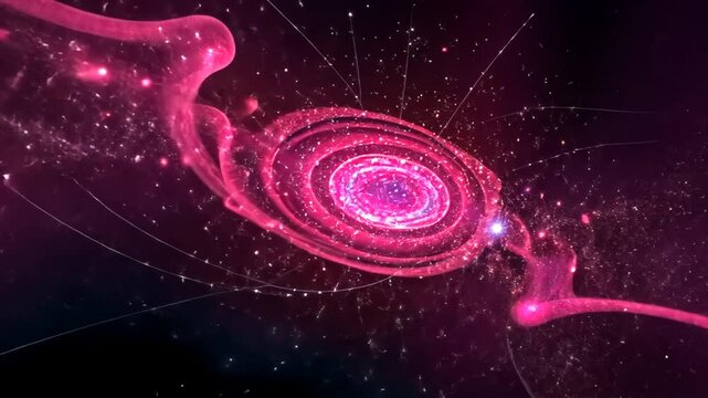 Abstract cosmic spiral of pink hues, blending fantasy and scientific visualization, creating a stellar artwork
