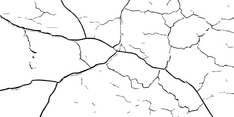 Cracked wall texture grunge background. Earthquake effect. Vector illustration-Old cracked texture set isolated. Dry land crack texture for overlay.
