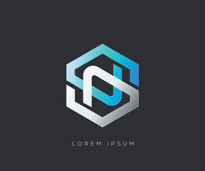 Abstract hexagon SN Initial logo template