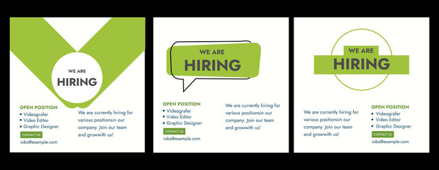 We are hiring job vacancy social media post or square web banner template vector design We are hiring job vacancy social media post or square web banner template 