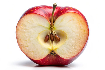 Fresh red apple cut in slice is isolated on a white background