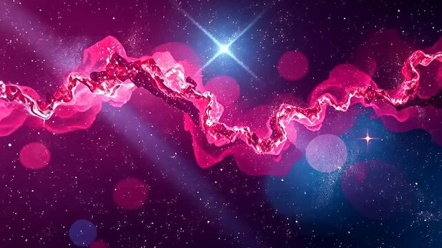 Celestial Filament A Stunning Pink Stream in the Cosmos with Sparkling Star Effects and Dreamy Bokeh