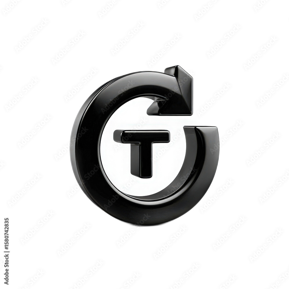 Poster black and silver abstract symbol representing transformation and technology in a modern and sleek de