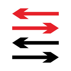 set of arrows vector left right black white red sign symbol
