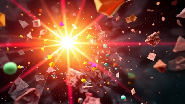 Cosmic Explosion A Vibrant Burst of Color and Form in Space, a dazzling illustration of galactic phenomenon.