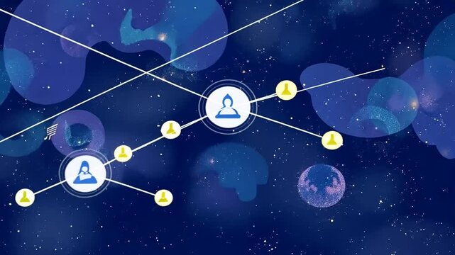 Interconnected Network Illustration on Cosmic Background - Exploring Digital Connectivity in a Universe of Data