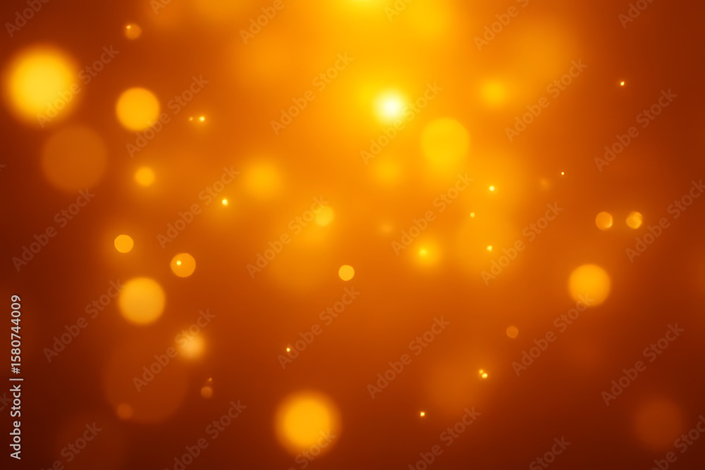 Poster abstract orange background with blurred bokeh effect featuring glowing circular light particles of v