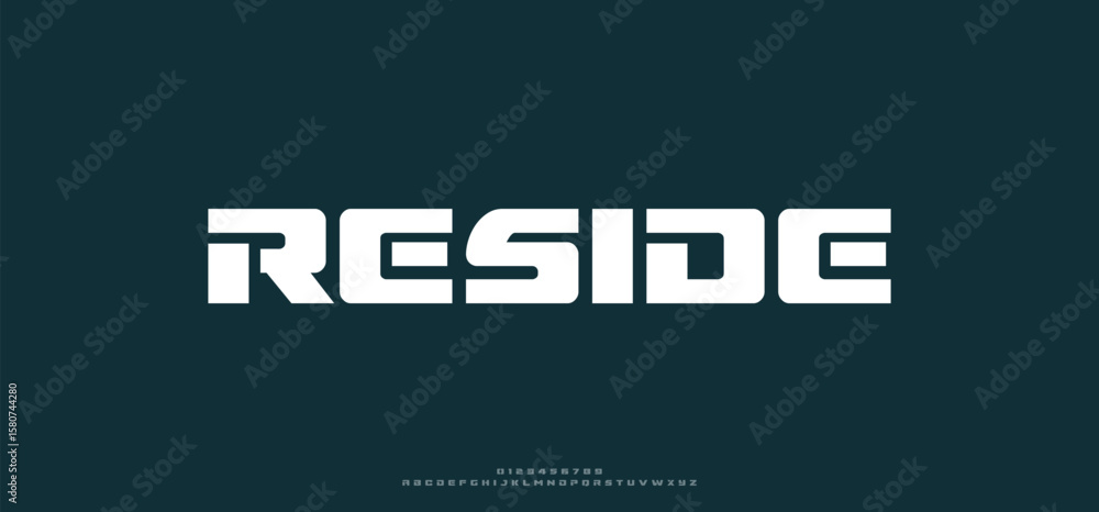 Poster modern futuristic style alphabet display font vector illustration. jupiter typeface