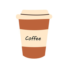 Autumn coffee in a paper cup. Cozy autumn. Vector illustration.