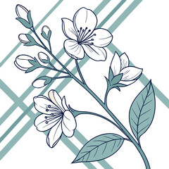 Abstract floral vector pattern with blossoms and leaves, ideal for spring nature designs