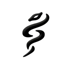 Abstract black and white artistic design featuring a serpent-like shape on a clean white background for creative visuals