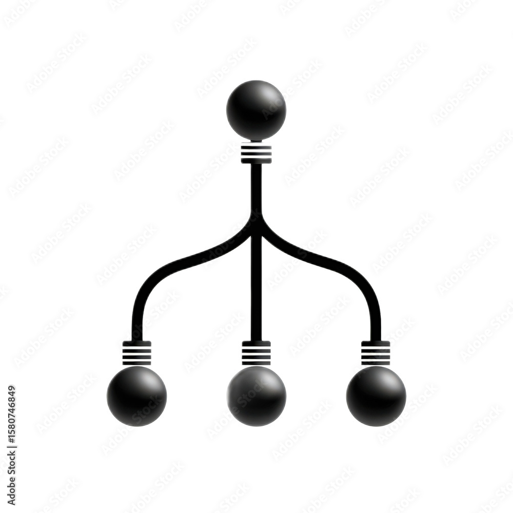 Poster abstract representation of a branching diagram with three connected nodes and sleek black design on 
