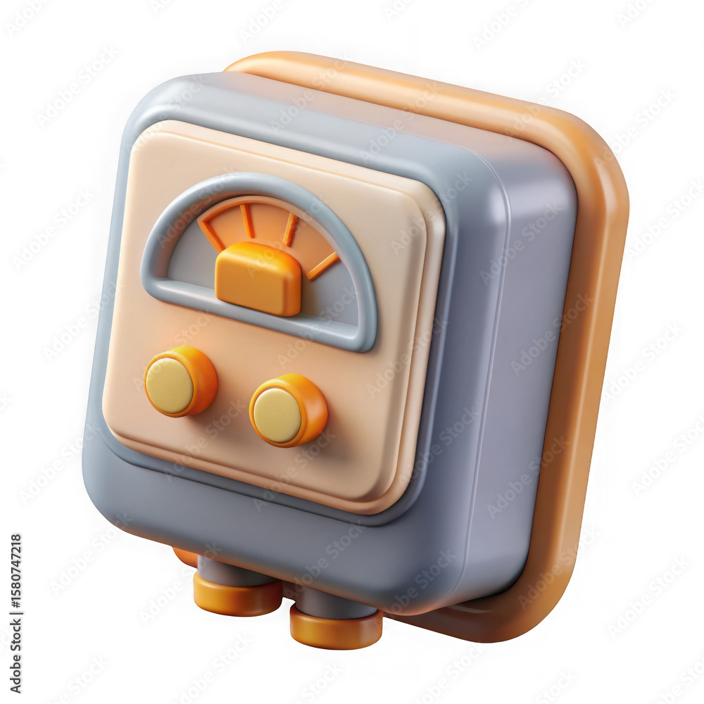 Fototapete retro 3d stylized radio with knobs and dial isolated on transparent background