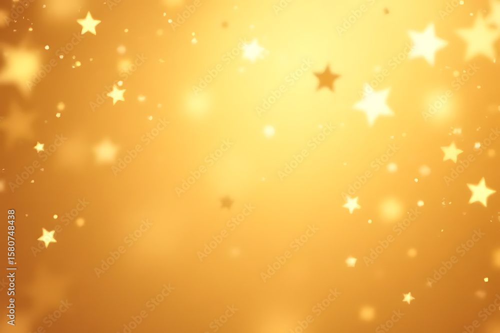 Aufkleber golden yellow background with blurred stars and bokeh effect creating a festive and celebratory atmo