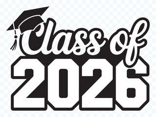 modern class of 2026 graduation typography layout vector template for academic ceremony and party decorations