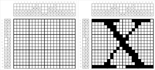 Alphabet X Nonogram Pixel Art M_2112002