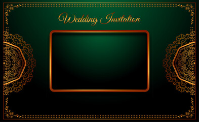 vintage background with golden frame wedding invitation