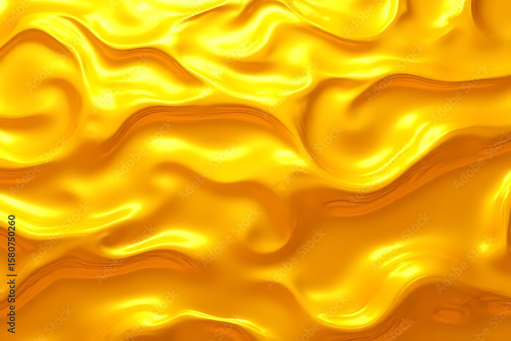 Poster seamless golden fluid texture with glossy highlights and flowing wavy patterns creating a warm and l