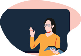 The Teacher teach on the class