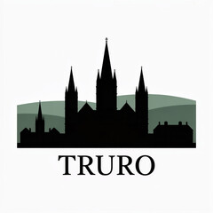 Fototapeta premium Truro Skyline Silhouette - Historic Cornwall City Vector Illustration