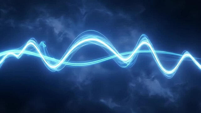 Abstract Blue Energy Wave with Dark Background