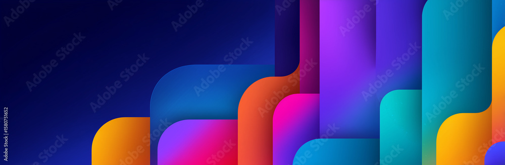 Aufkleber abstract background with colorful shapes and gradient colors on a dark blue background