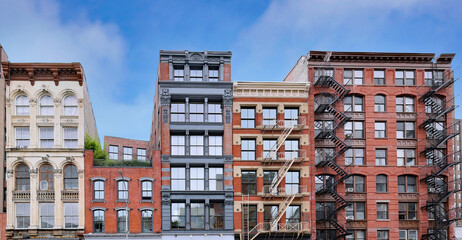 Well preserved 19th century buildings in Tribeca area of New York City